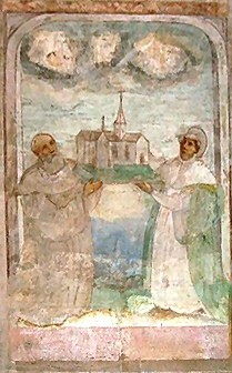 Fresco of the founding couple Friedrich and Agnes in Lorch