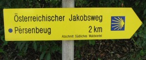 Panneau indicateur du chemin de Saint-Jacques vers Persenbeug