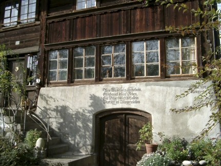 House with inscription above the door