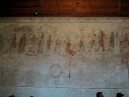 Church of Curtilles, interior view, frescos