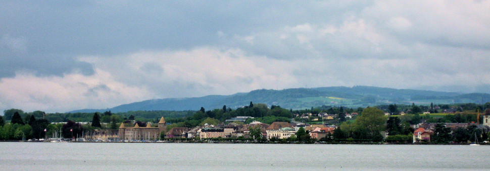 view onto Morges at lake Geneva