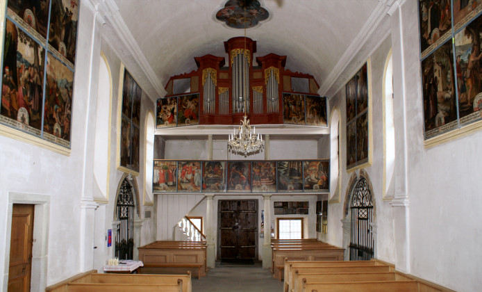 Interior view against organ