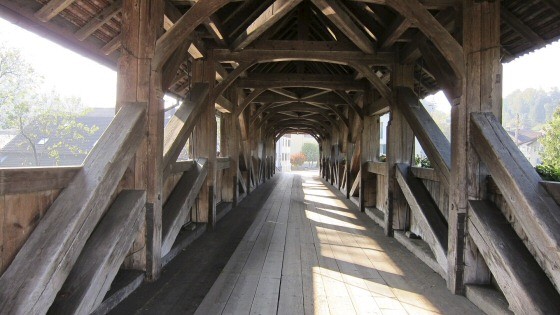 Covered wooden bridge in Werthenstein