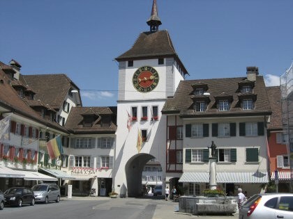 Hauptgasse à Willisau avec la porte de la ville