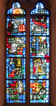 Stained glass windows with Marian places of pilgrimage