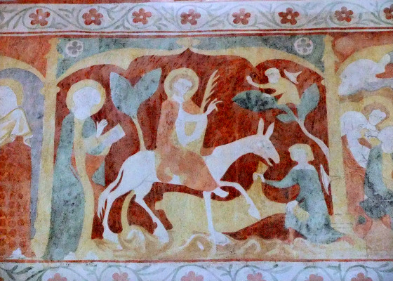 Fresque : l'entrée de Jésus à Jérusalem