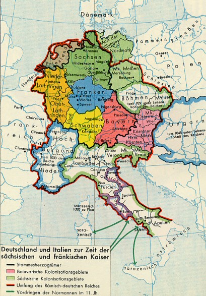 Karte vom Deutschen Reich im 12. Jh.