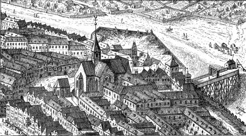 Wiener Schottenkirche im 16. Jh.