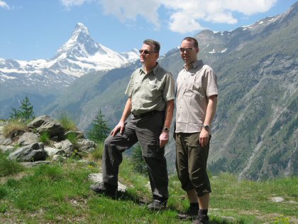 father and son, in the background the Matterhorn