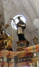 Nepomuk statue in church of Tuggen