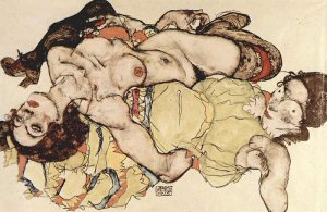 Egon Schiele: zurückgelehnte Frau