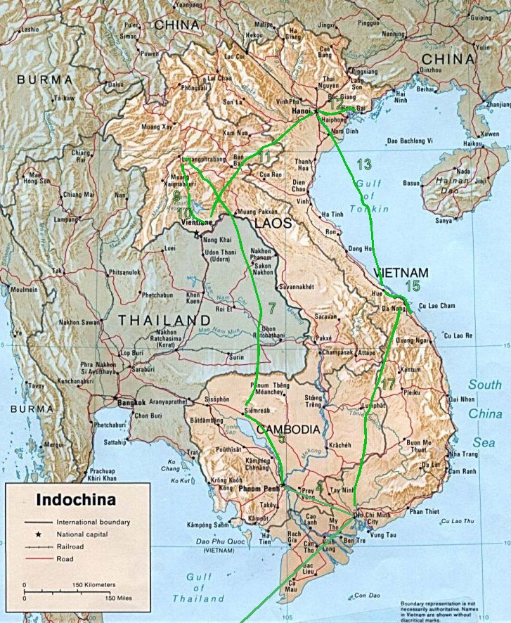 Reiseroute Indochina