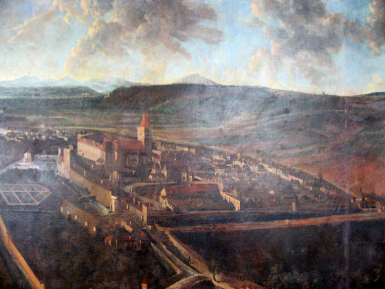 L'abbaye gothique de Herzogenbug sur une peinture