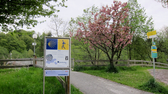 Panneau d'information sur le chemin de Saint-Jacques près de Wörgl