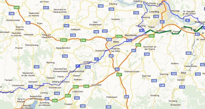 Map: Way of St. James in Upper Austria