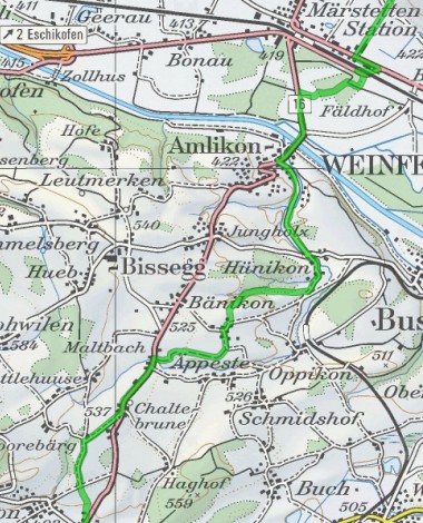 Karte Jakobsweg Märstetten - Tobel Teil1
