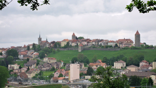 Romont with rain clouds