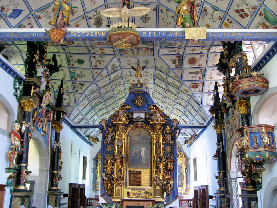 Interior of the pilgrimage church Hergiswald