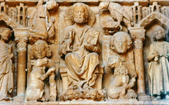 Tympanon Detail: Jesus und Evangelisten