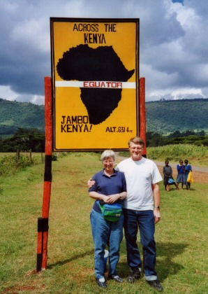 At the Equator board in Kenya