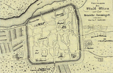 Plan von Wien des Heinrich II., Jasomirgott (Mitte 12 Jh.)