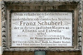 Plaque commémorative de Schubert au château d'Ochsenburg