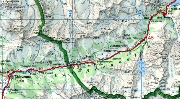 Karte des Val Breggaglia